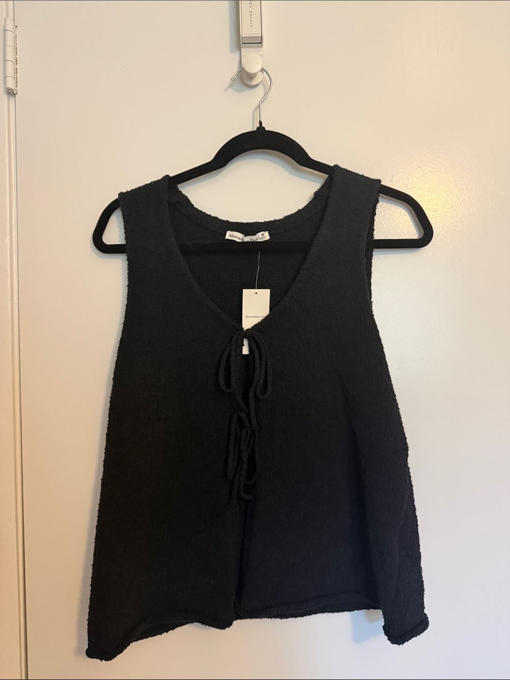 Abercrombie & Fitch Black Sleeveless Knit Tie-Front Top